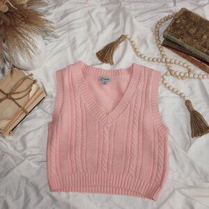 J For Justify Women Vest Top Small Cable Knit Preppy Academia College Pink Adult